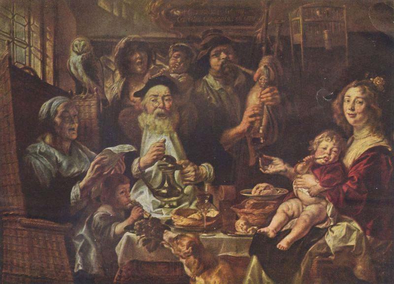 Jacob Jordaens Jacob Jordaens, As the Old Sang, So the young Pipe. Germany oil painting art